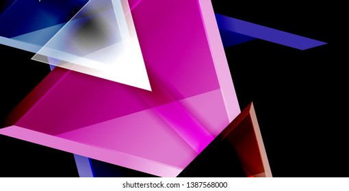 Glossy shiny triangles background, vector template
