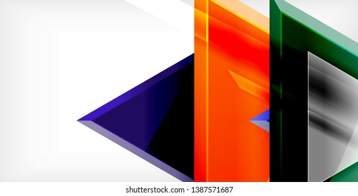 Glossy shiny triangles background, vector template