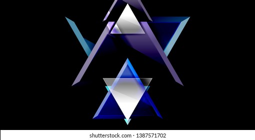 Glossy shiny triangles background, vector template
