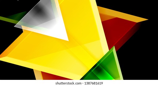 Glossy shiny triangles background, vector template
