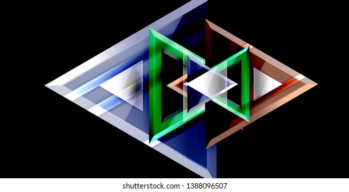 Glossy shiny triangles background, vector template