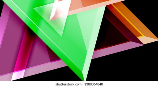 Glossy shiny triangles background, vector template