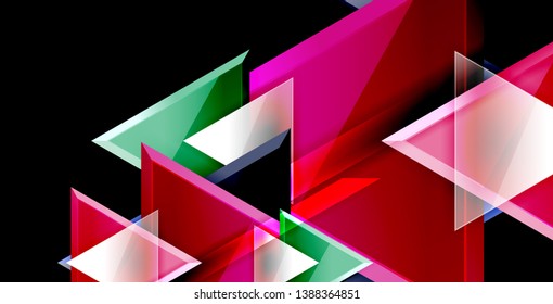 Glossy shiny triangles background, vector template