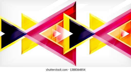 Glossy shiny triangles background, vector template