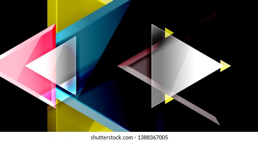 Glossy shiny triangles background, vector template