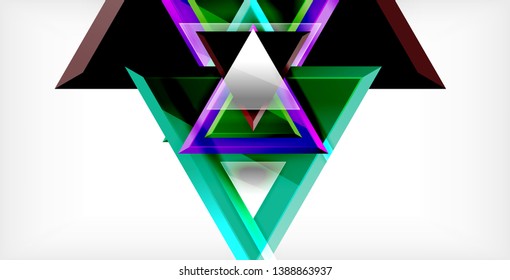 Glossy shiny triangles background, vector template