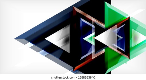 Glossy shiny triangles background, vector template