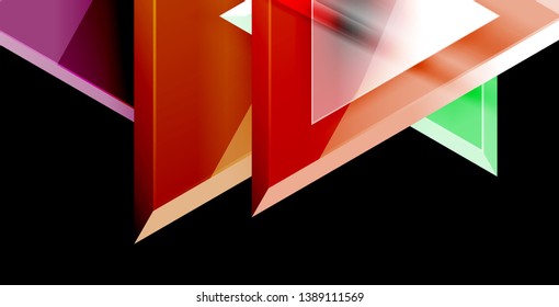Glossy shiny triangles background, vector template