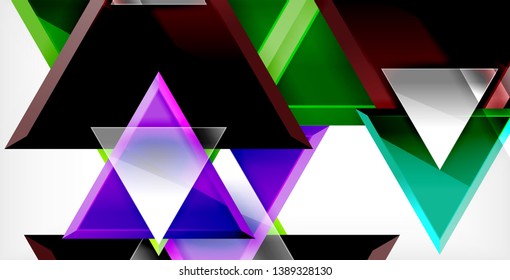 Glossy shiny triangles background, vector template
