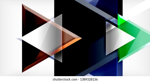 Fondo de triángulos brillantes, plantilla vectorial