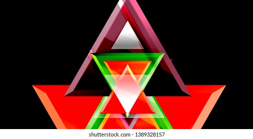 Glossy shiny triangles background, vector template