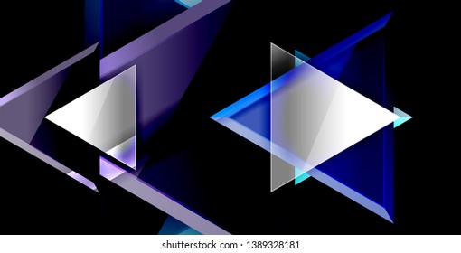 Glossy shiny triangles background, vector template