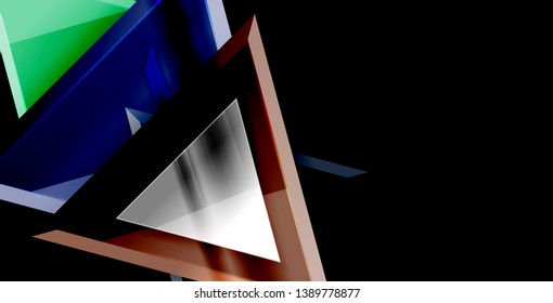 Glossy shiny triangles background, vector template