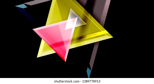 Glossy shiny triangles background, vector template