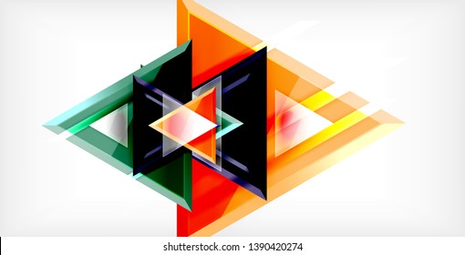 Glossy shiny triangles background, vector template