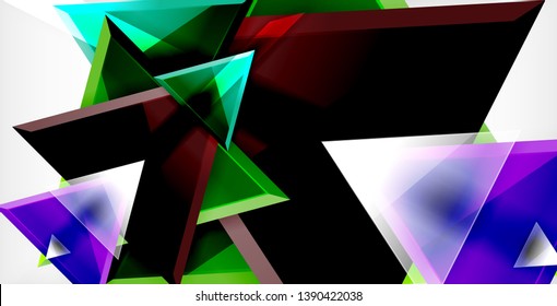 Glossy shiny triangles background, vector template