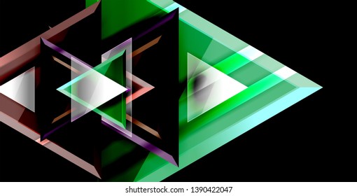 Glossy shiny triangles background, vector template