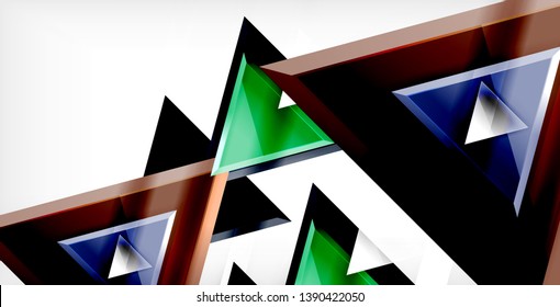Glossy shiny triangles background, vector template