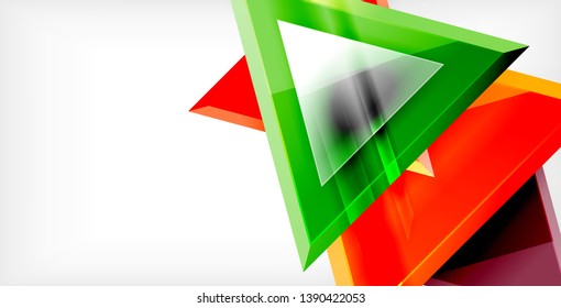 Glossy shiny triangles background, vector template