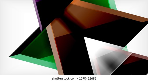 Glossy shiny triangles background, vector template