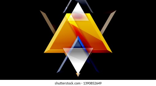 Glossy shiny triangles background, vector template