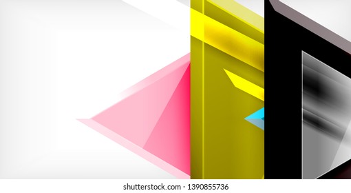 Glossy shiny triangles background, vector template