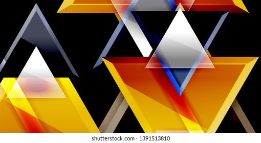 Glossy shiny triangles background, vector template
