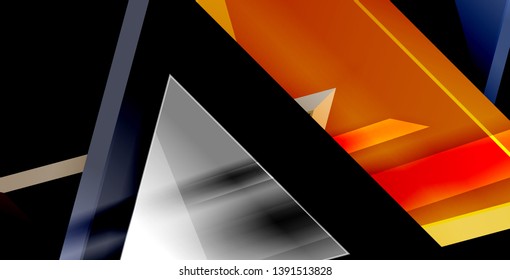 Glossy shiny triangles background, vector template