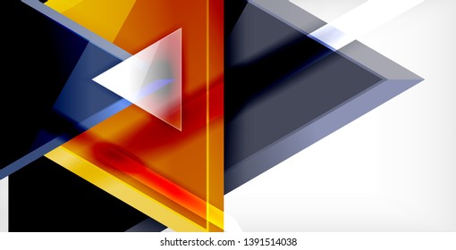 Glossy shiny triangles background, vector template