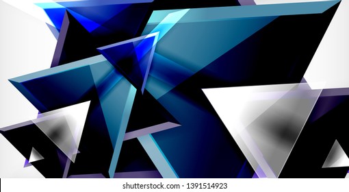 Glossy shiny triangles background, vector template