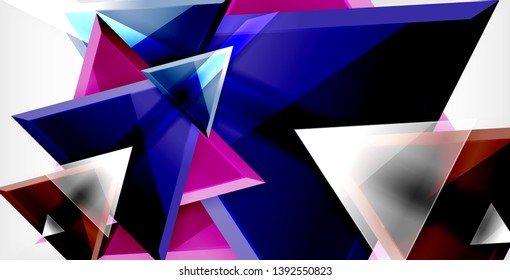 Glossy shiny triangles background, vector template