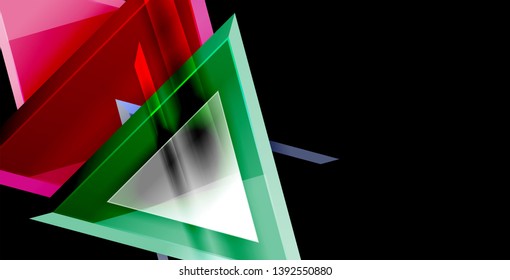 Glossy shiny triangles background, vector template