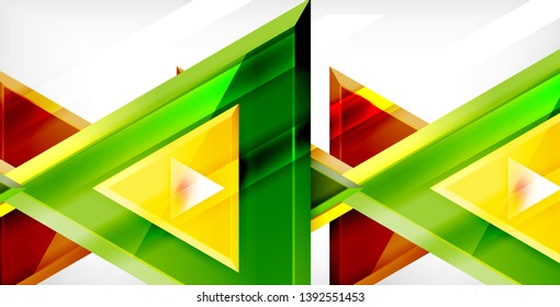 Glossy shiny triangles background, vector template