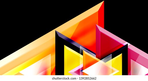 Glossy shiny triangles background, vector template
