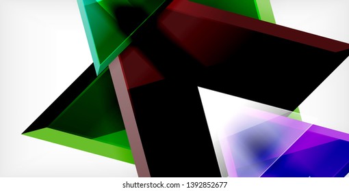 Glossy shiny triangles background, vector template