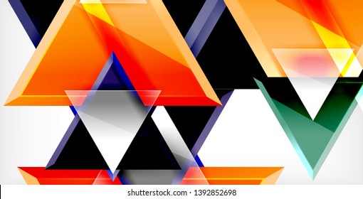 Glossy shiny triangles background, vector template