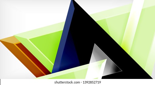 Glossy shiny triangles background, vector template