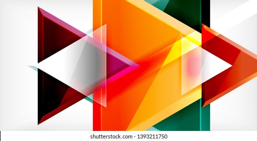Glossy shiny triangles background, vector template