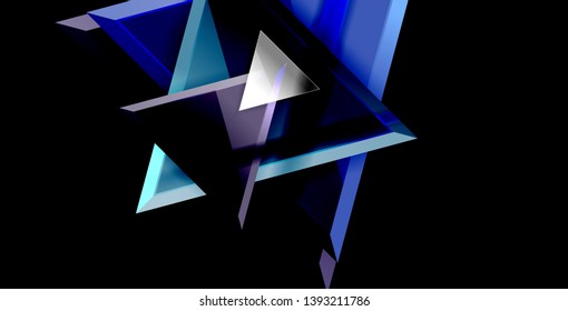 Glossy shiny triangles background, vector template