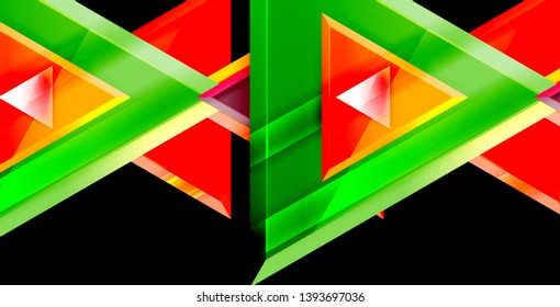 Glossy shiny triangles background, vector template