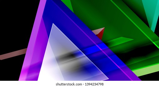 Glossy shiny triangles background, vector template