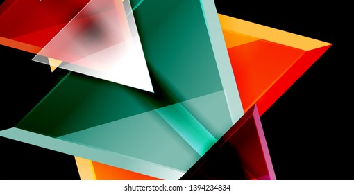 Glossy shiny triangles background, vector template