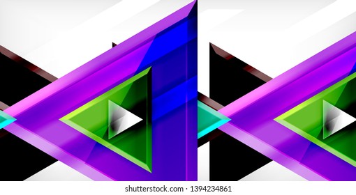 Glossy shiny triangles background, vector template