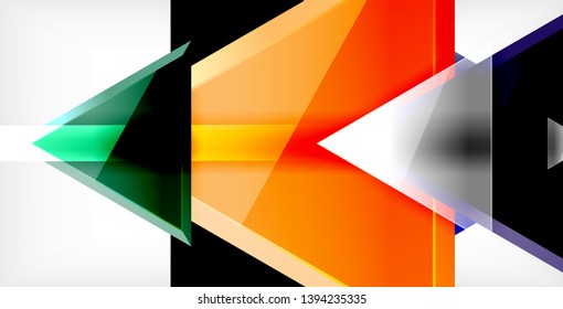 Glossy shiny triangles background, vector template