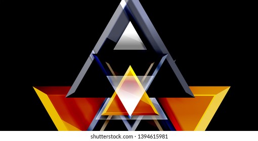 Glossy shiny triangles background, vector template