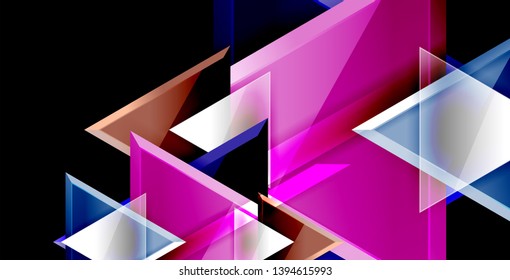 Glossy shiny triangles background, vector template