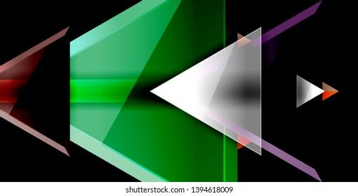 Glossy shiny triangles background, vector template