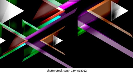Glossy shiny triangles background, vector template