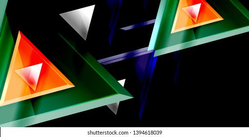 Glossy shiny triangles background, vector template