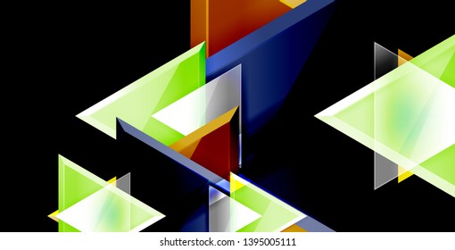 Glossy shiny triangles background, vector template